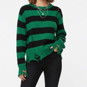 Cloth by RD Distressed Striped Sweater – Size XS (Cotton Blend)